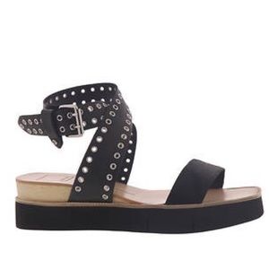 Dolce Vita Black Panko Stud  Midnight Calf Hair Strappy Sandals
